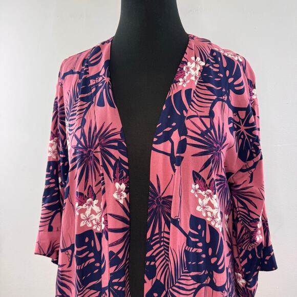 Modcloth x Collectif Sabina Pink Navy Maxi Kimono Feeling Tropicool Size Small S - Picture 2 of 6